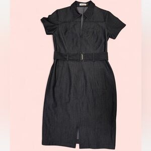 Calvin Klein Charcoal Belted Dress